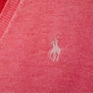 Ralph Lauren Coral pink v neck oversized loose spring sweater